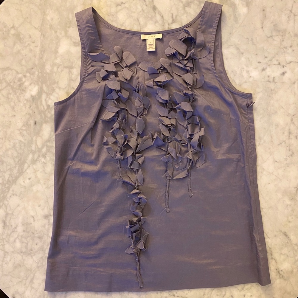 💜J.Crew lavender ruffle petal vine shell